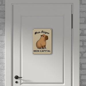 Mein Körper mein Capytal Metallschild in 15x20 cm mit niedlichem Capybara