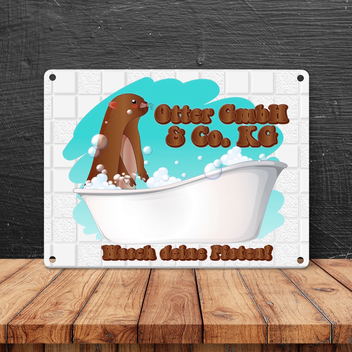 Otter GmbH Metallschild in 15x20 cm mit Spruch Wasch deine Pfoten