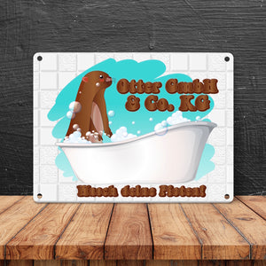Otter GmbH Metallschild in 15x20 cm mit Spruch Wasch deine Pfoten