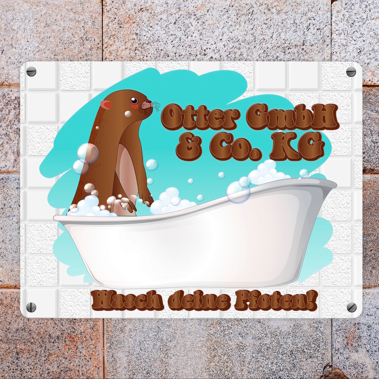 Otter GmbH Metallschild in 15x20 cm mit Spruch Wasch deine Pfoten