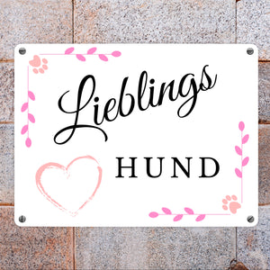 Lieblings Hund Metallschild in 15x20 cm für die Hundehütte