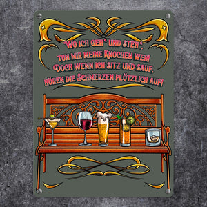 Alkohol ist die beste Medizin Metallschild in 15x20 cm mit Spruch