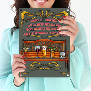 Alkohol ist die beste Medizin Metallschild in 15x20 cm mit Spruch