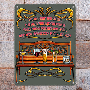 Alkohol ist die beste Medizin Metallschild in 15x20 cm mit Spruch