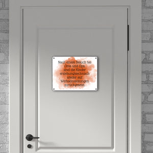 Lustiges Metallschild in 15x20 cm für Großeltern mit Spruch