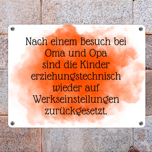 Lustiges Metallschild in 15x20 cm für Großeltern mit Spruch