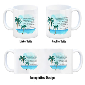 Strandkorb und Meerblick Kaffeebecher mit Spruch