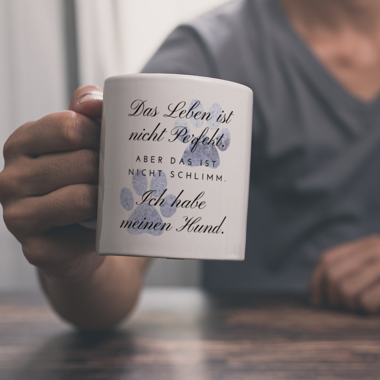 Das Leben ist nicht Perfekt Hunde Kaffeebecher mit Spruch