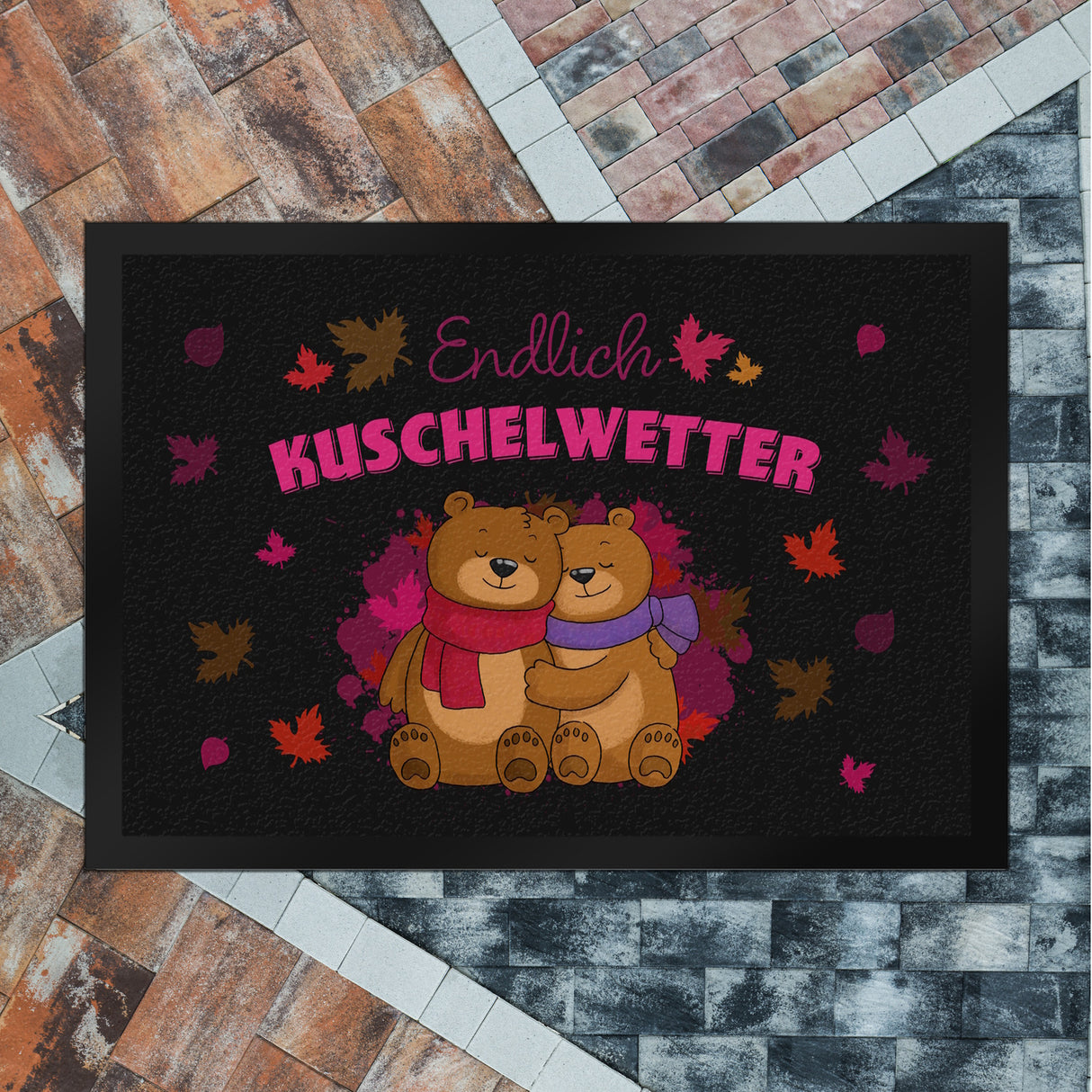 Endlich Kuschelwetter herbstliche Fußmatte in 35x50 cm mit Bärenpaar