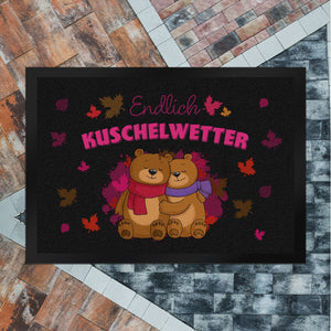 Endlich Kuschelwetter herbstliche Fußmatte in 35x50 cm mit Bärenpaar