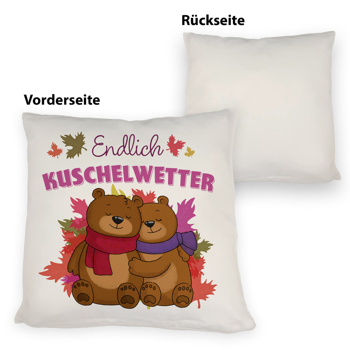 Endlich Kuschelwetter herbstliches Kissen mit Bärenpaar