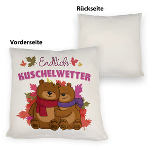 Endlich Kuschelwetter herbstliches Kissen mit Bärenpaar
