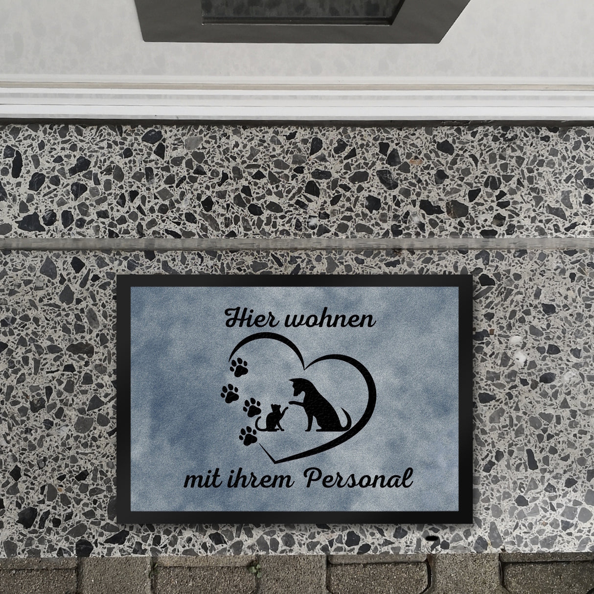 Fußmatte in 35x50 cm - Hier wohnen Haustiere mit ihrem Personal