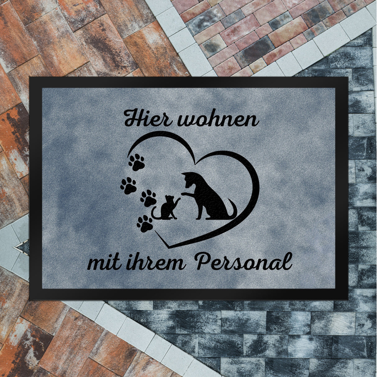 Fußmatte in 35x50 cm - Hier wohnen Haustiere mit ihrem Personal