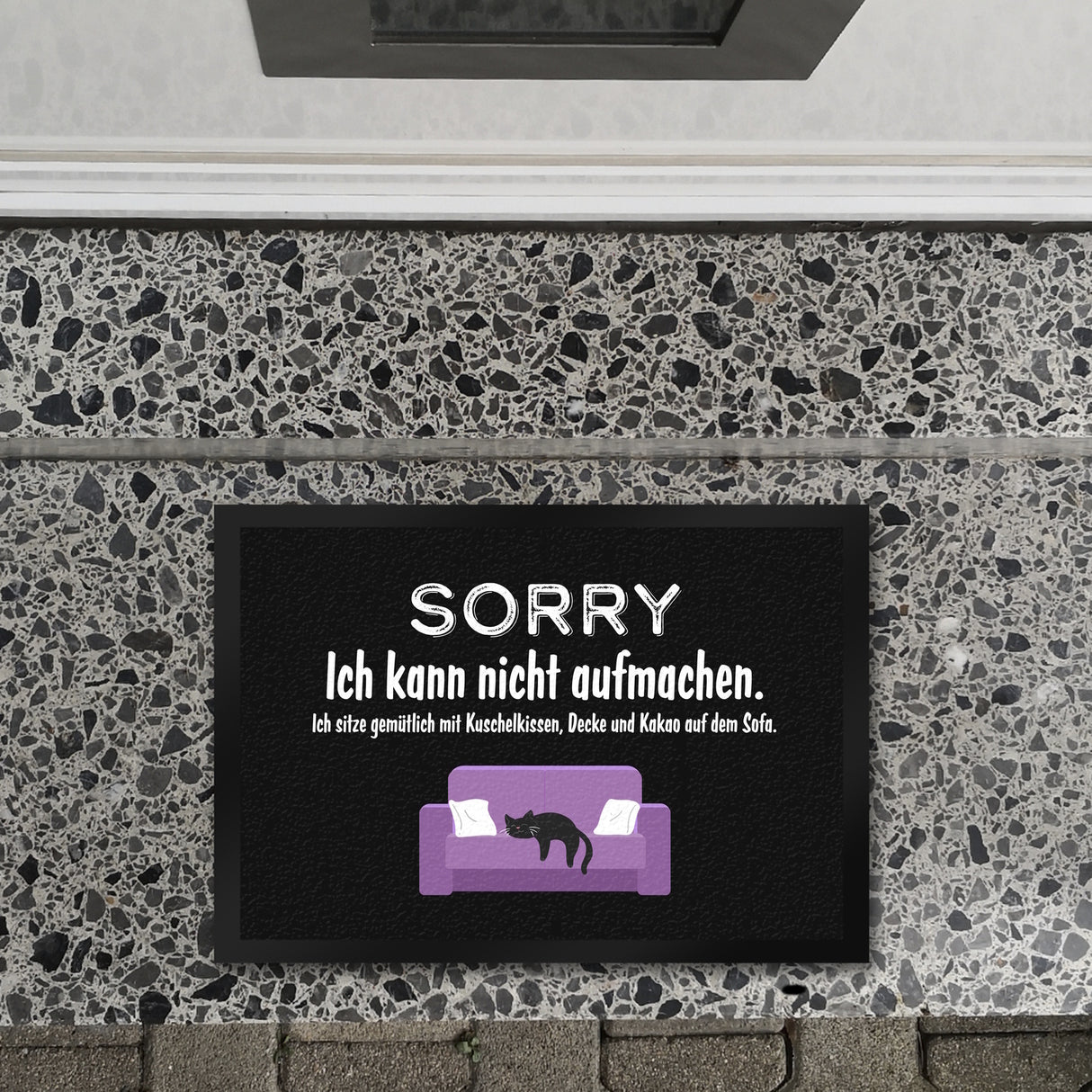 Katzen Fußmatte in 35x50 cm mit Spruch Sorry ich kann nicht aufmachen