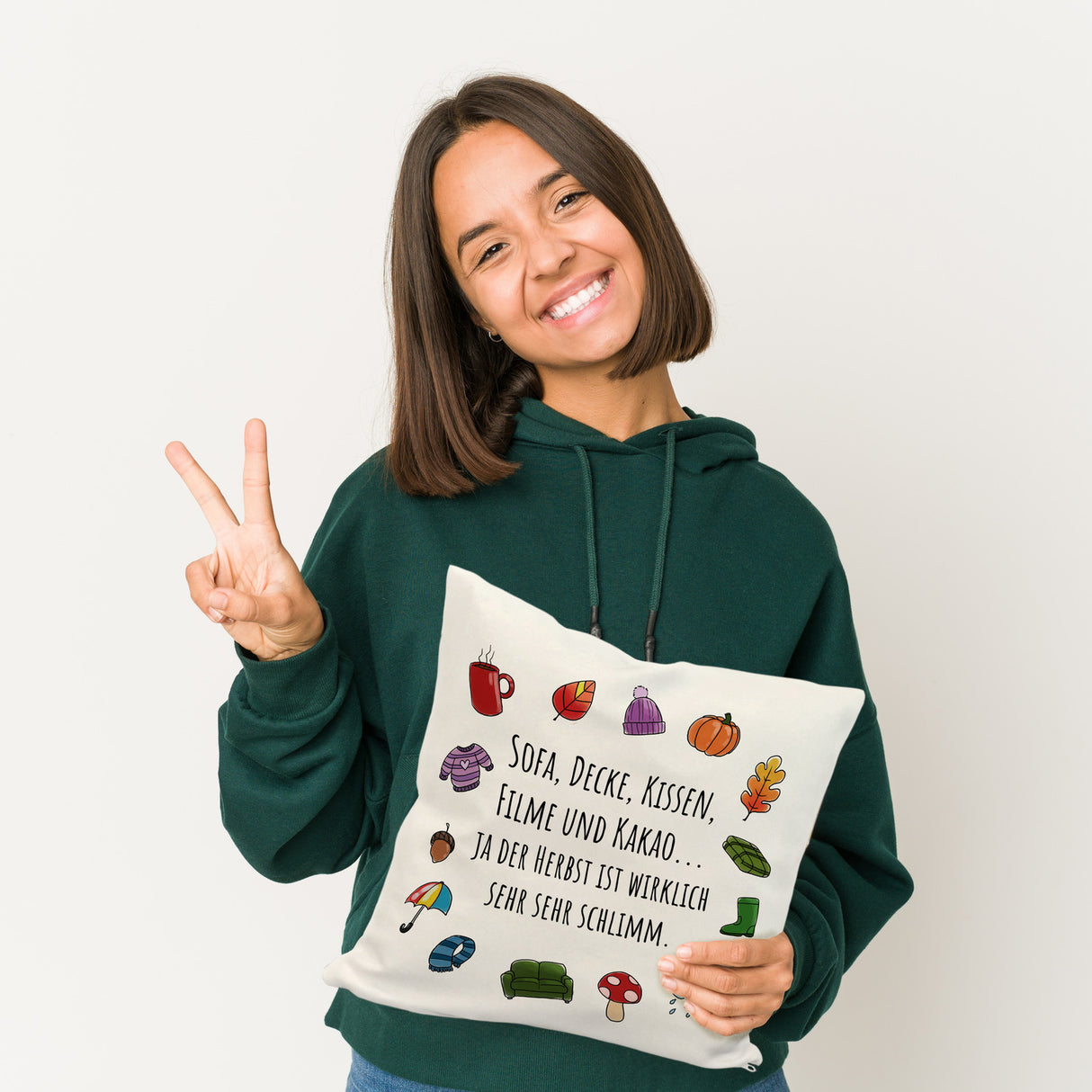Gemütlichkeit Kissen mit Spruch Der Herbst ist wirklich schlimm