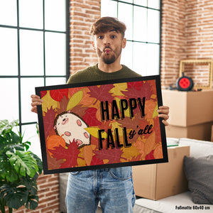 Igel im herbstlichen Laubhaufen Fußmatte in 35x50 cm - Happy Fall Y'all