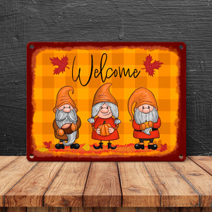 Welcome Wichtel Metallschild in 15x20 cm in herbstlichen Farben