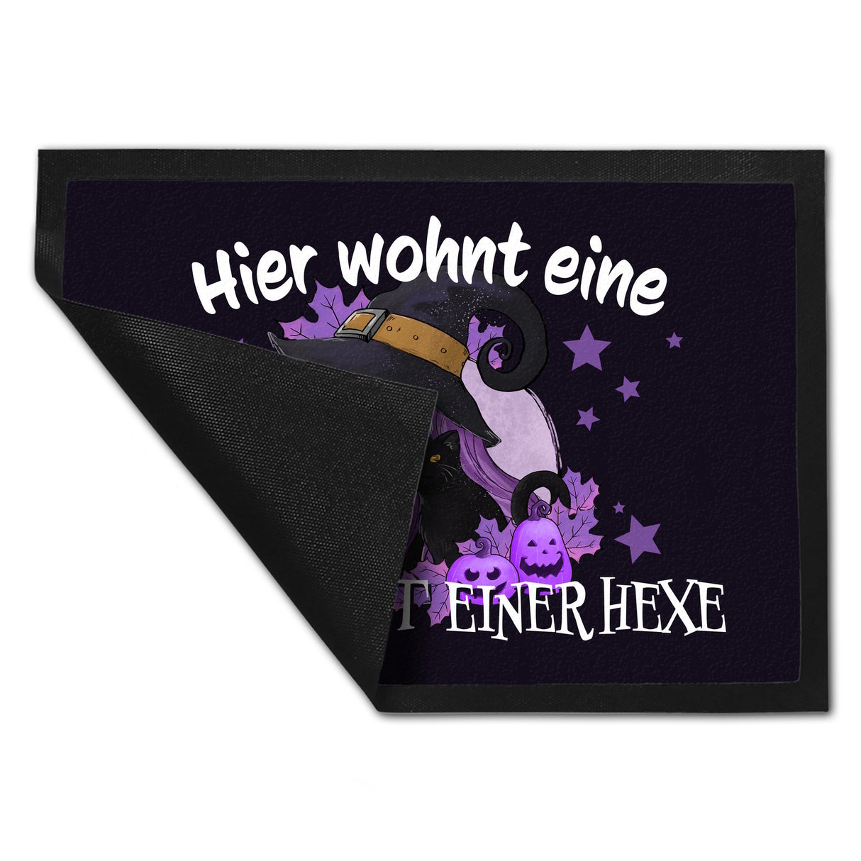 Hexerei Fußmatte in 35x50 cm mit Spruch - Hier wohnt eine Katze und Hexe