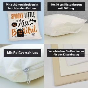 Geister Kissen mit Spruch - Spooky little Miss Bootiful