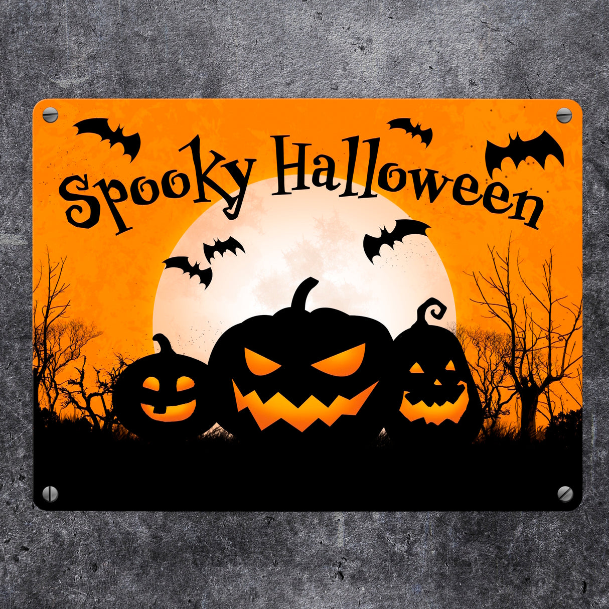 Spooky Halloween Kürbis Fledermaus Metallschild in 15x20 cm