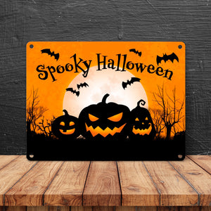 Spooky Halloween Kürbis Fledermaus Metallschild in 15x20 cm