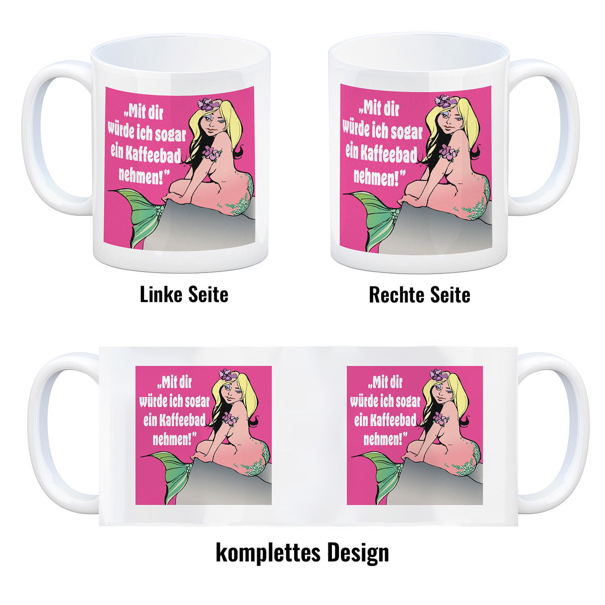 Kaffeebad mit Meerjungfrau Kaffeebecher in pink
