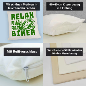 Relax Biker Kissen mit Motorradfahrer Motiv