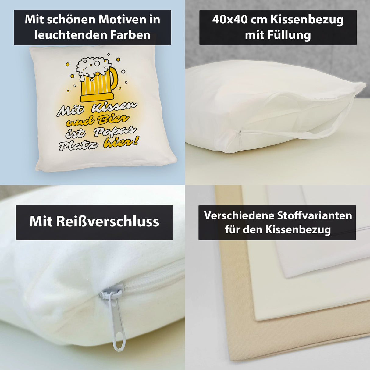 Stammplatz Bier Kissen für Väter zum Vatertag mit Spruch