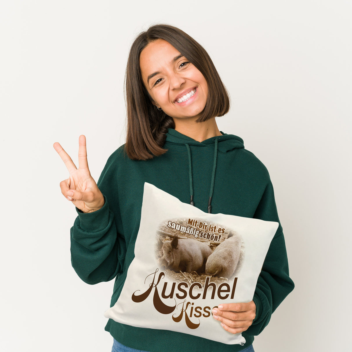 Kuschel Kissen mit Spruch Mit Dir ist es saumäßig schön!