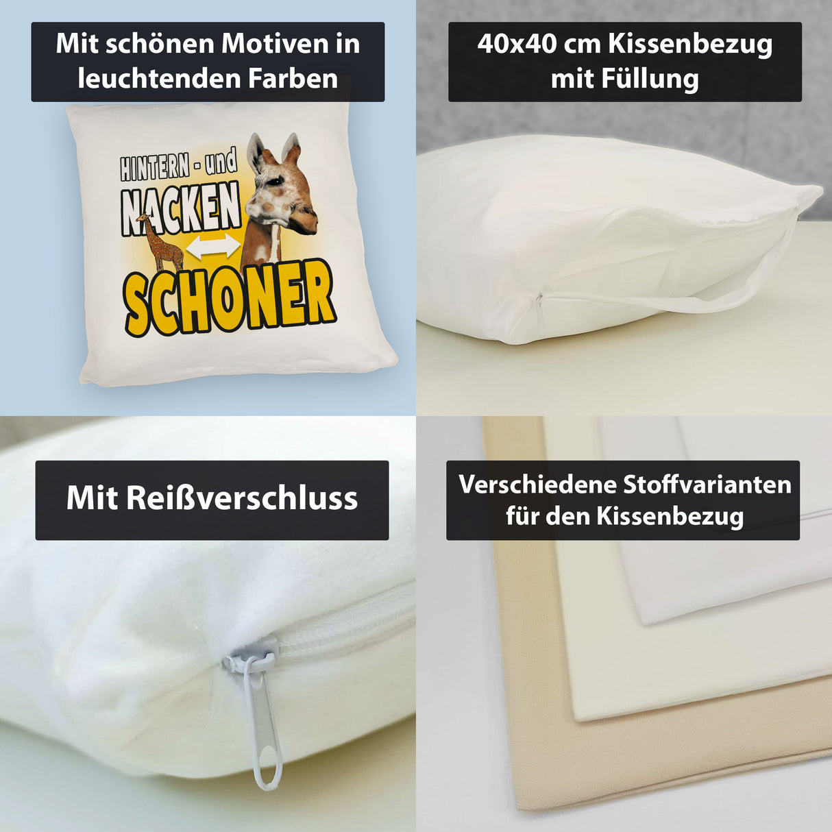 Giraffen Kissen mit Spruch Hintern- und Nackenschoner
