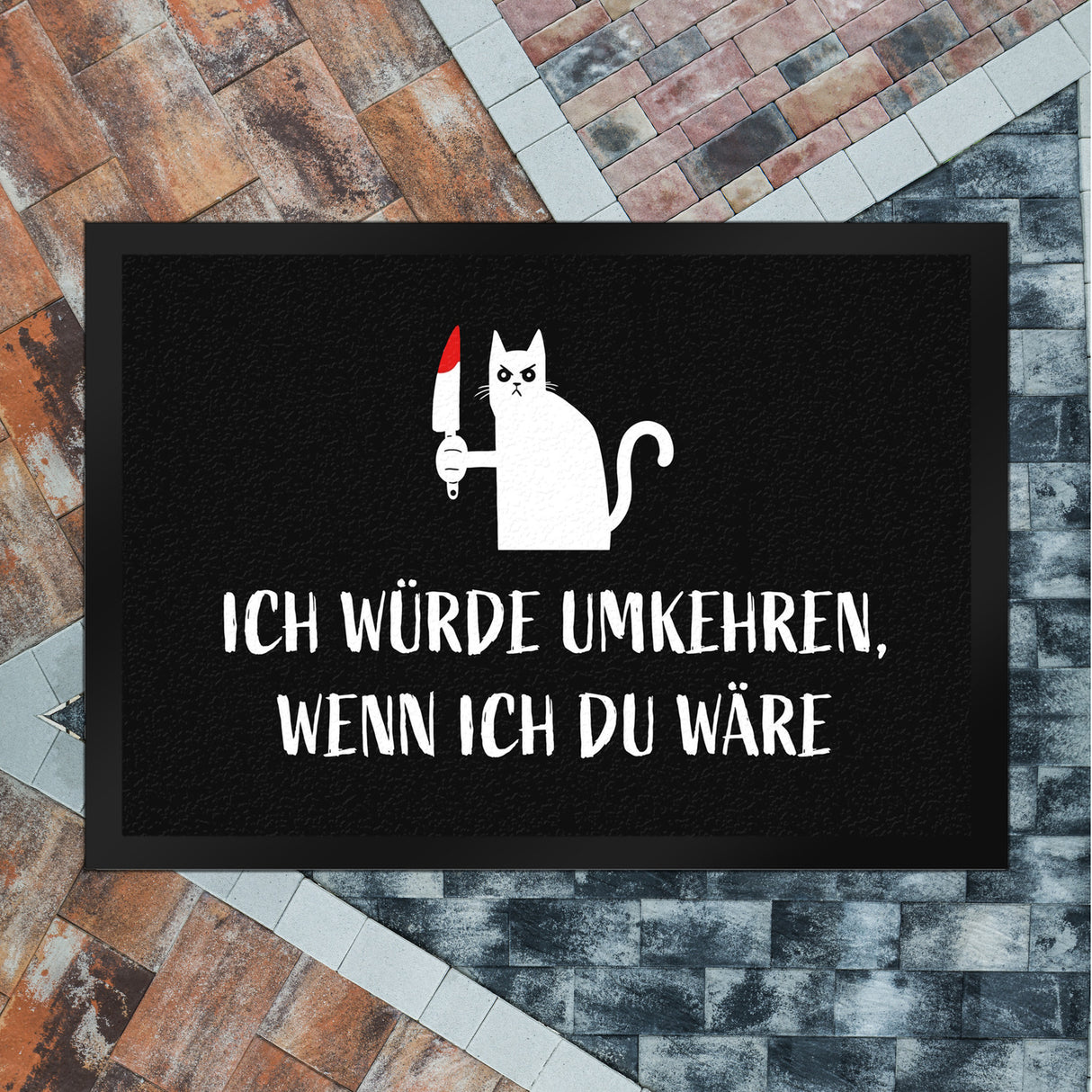 Böse Katze Fußmatte in 35x50 cm mit Spruch Ich würde umkehren