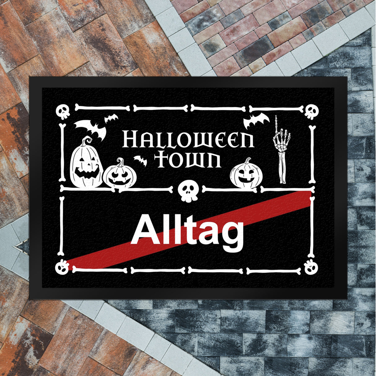 Halloween Town Fußmatte in 35x50 cm mit Straßenschild-Motiv