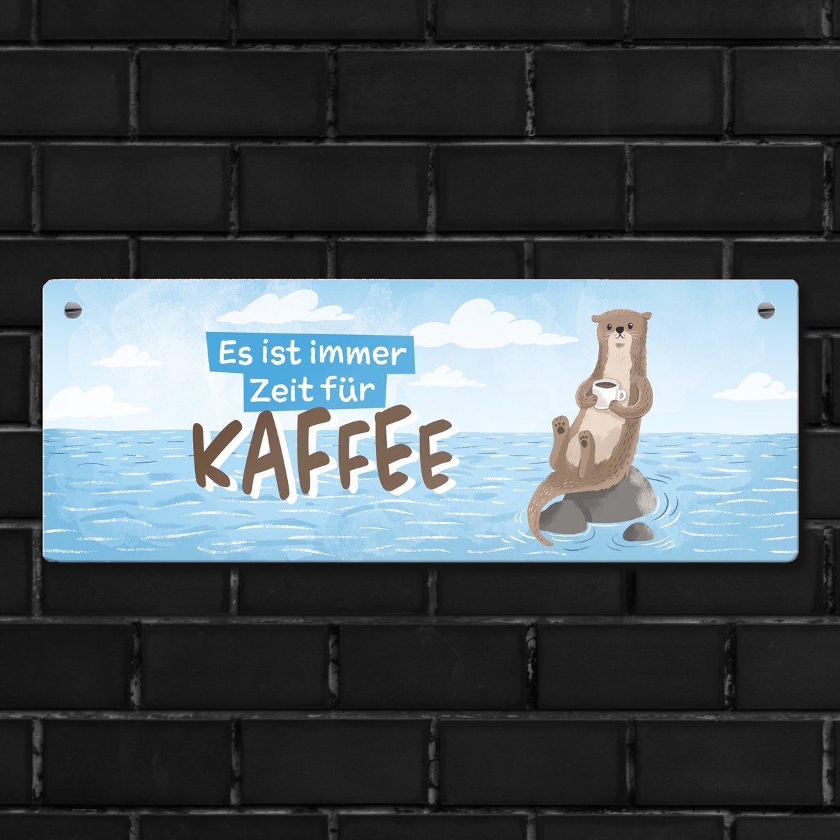 Otter Metallschild mit Spruch Es ist immer Zeit für Kaffee