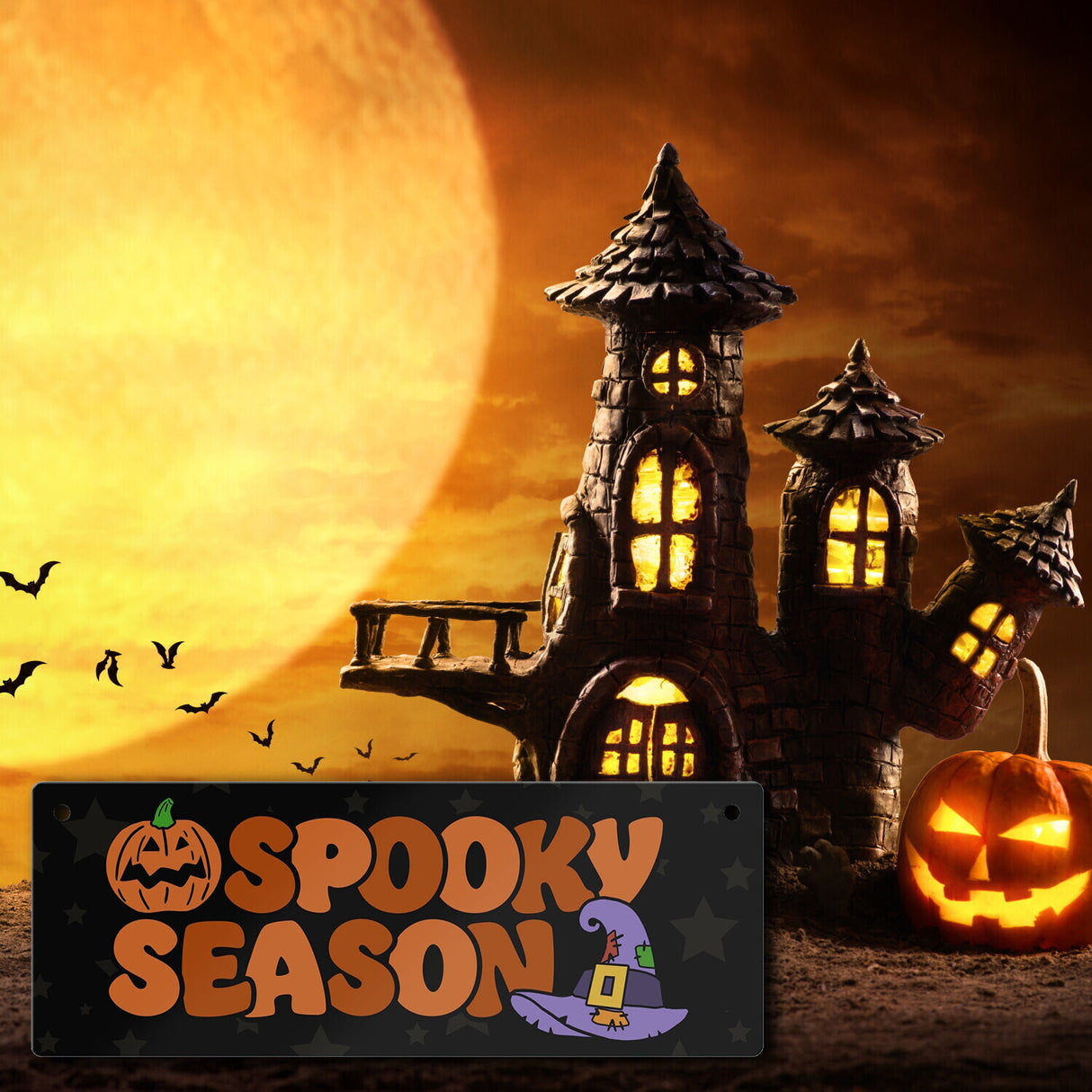 Herbst Halloween Metallschild mit Spruch Spooky Season