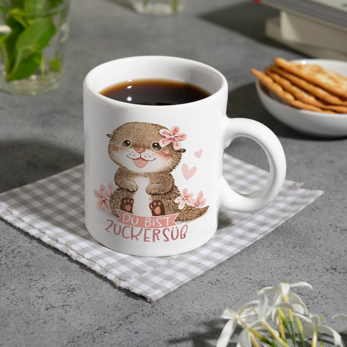 Otter Baby Kaffeebecher mit Spruch Du bist zuckersüß