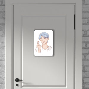 K-Pop Herz Zeichen Metallschild in 15x20 cm mit Manga Charakter in Farbe