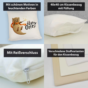 Harry Otter mit Zauberstab Kissen mit Spruch