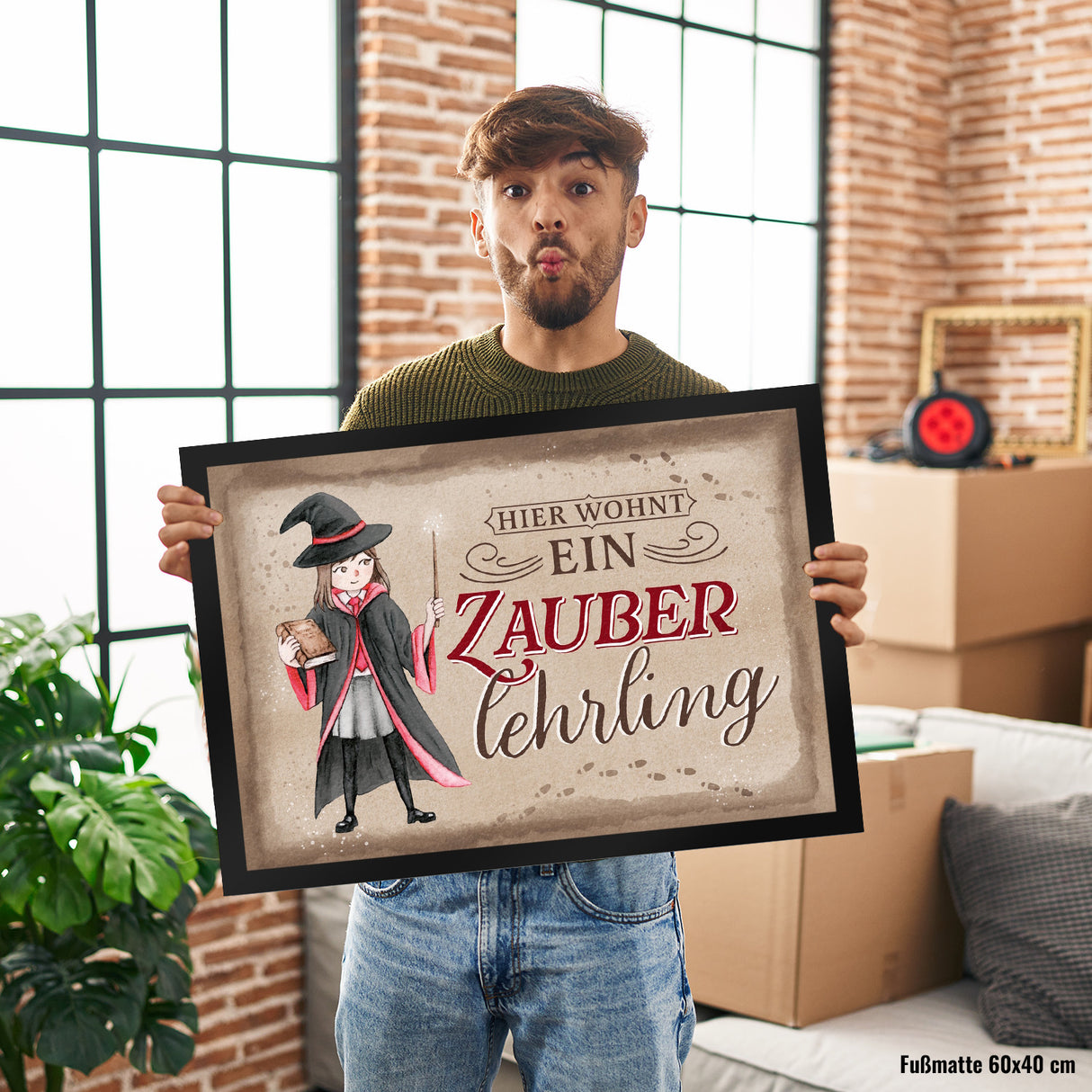 Zauberlehrling Fußmatte in 35x50 cm mit Zauberschülerin