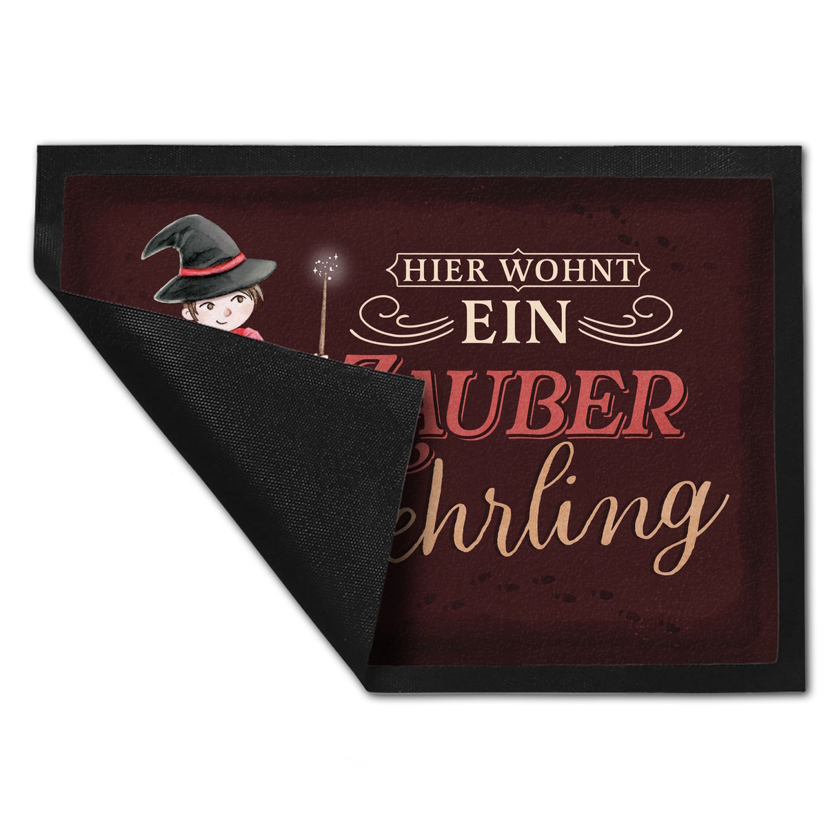 Zauberlehrling Fußmatte in 35x50 cm mit Zauberschüler mit dunklem Hintergrund