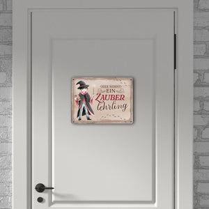 Zauberschüler Metallschild in 15x20 cm mit Spruch Hier wohnt ein Zauberlehrling