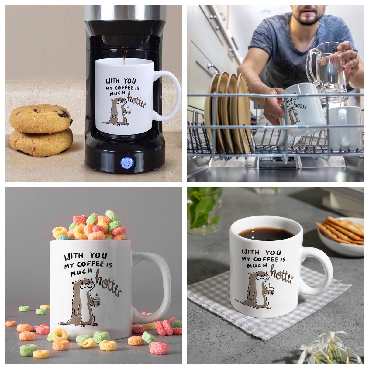 Otter Kaffeebecher mit Spruch With you my coffee is much hotter