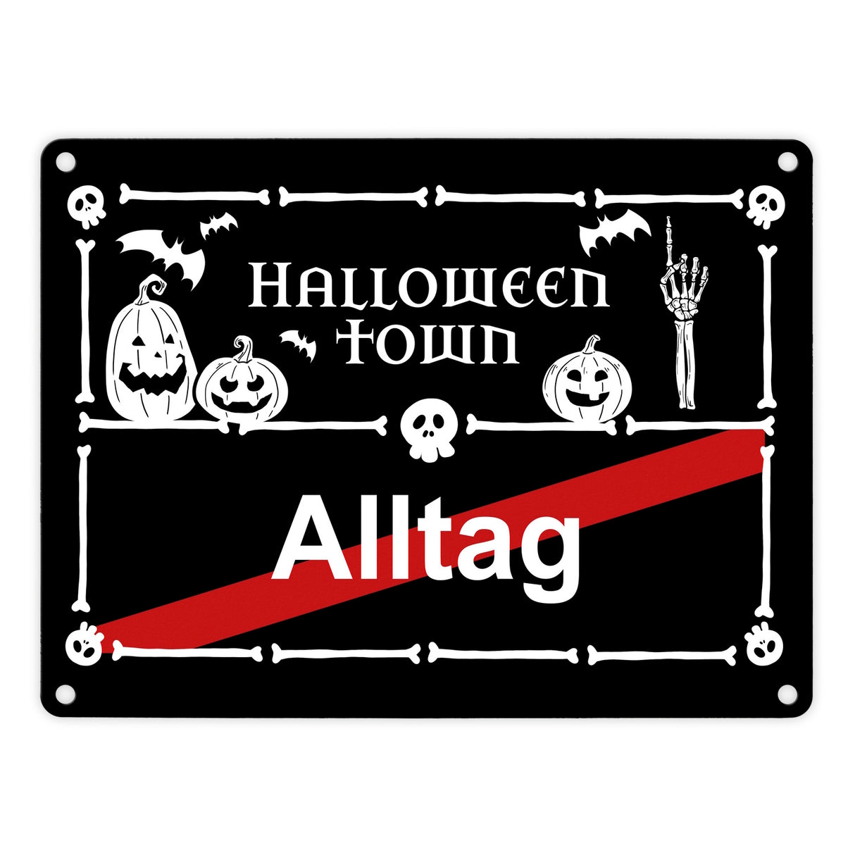 Halloween Town Ortsschild Metallschild in 15x20 cm für deine Halloweenparty