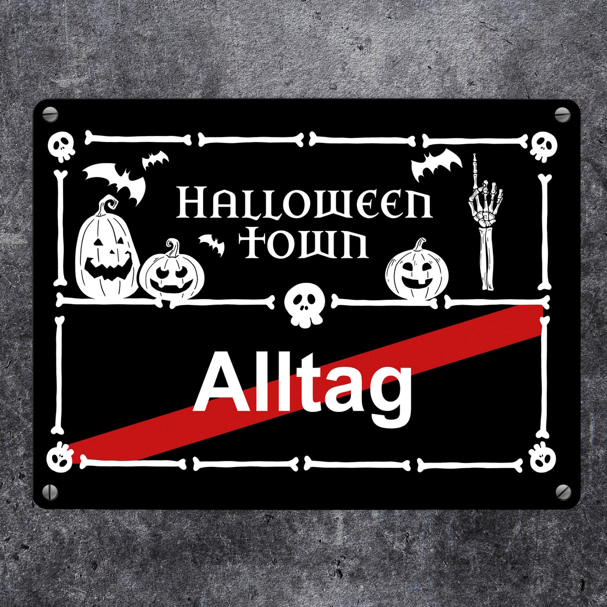 Halloween Town Ortsschild Metallschild in 15x20 cm für deine Halloweenparty