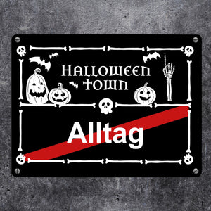 Halloween Town Ortsschild Metallschild in 15x20 cm für deine Halloweenparty