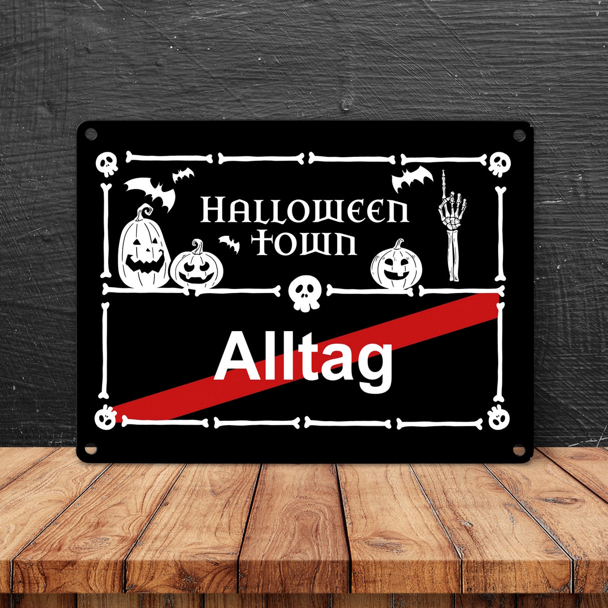 Halloween Town Ortsschild Metallschild in 15x20 cm für deine Halloweenparty