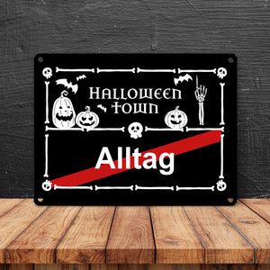 Halloween Town Ortsschild Metallschild in 15x20 cm für deine Halloweenparty