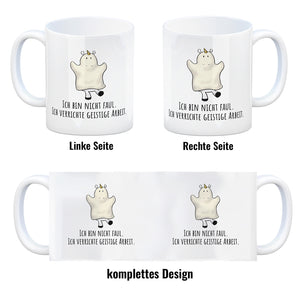 Einhorn-Geist Kaffeebecher mit Spruch Ich bin nicht faul Ich verrichte geistige Arbeit