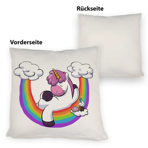 Schlafendes Einhorn Kissen mit Regenbogen