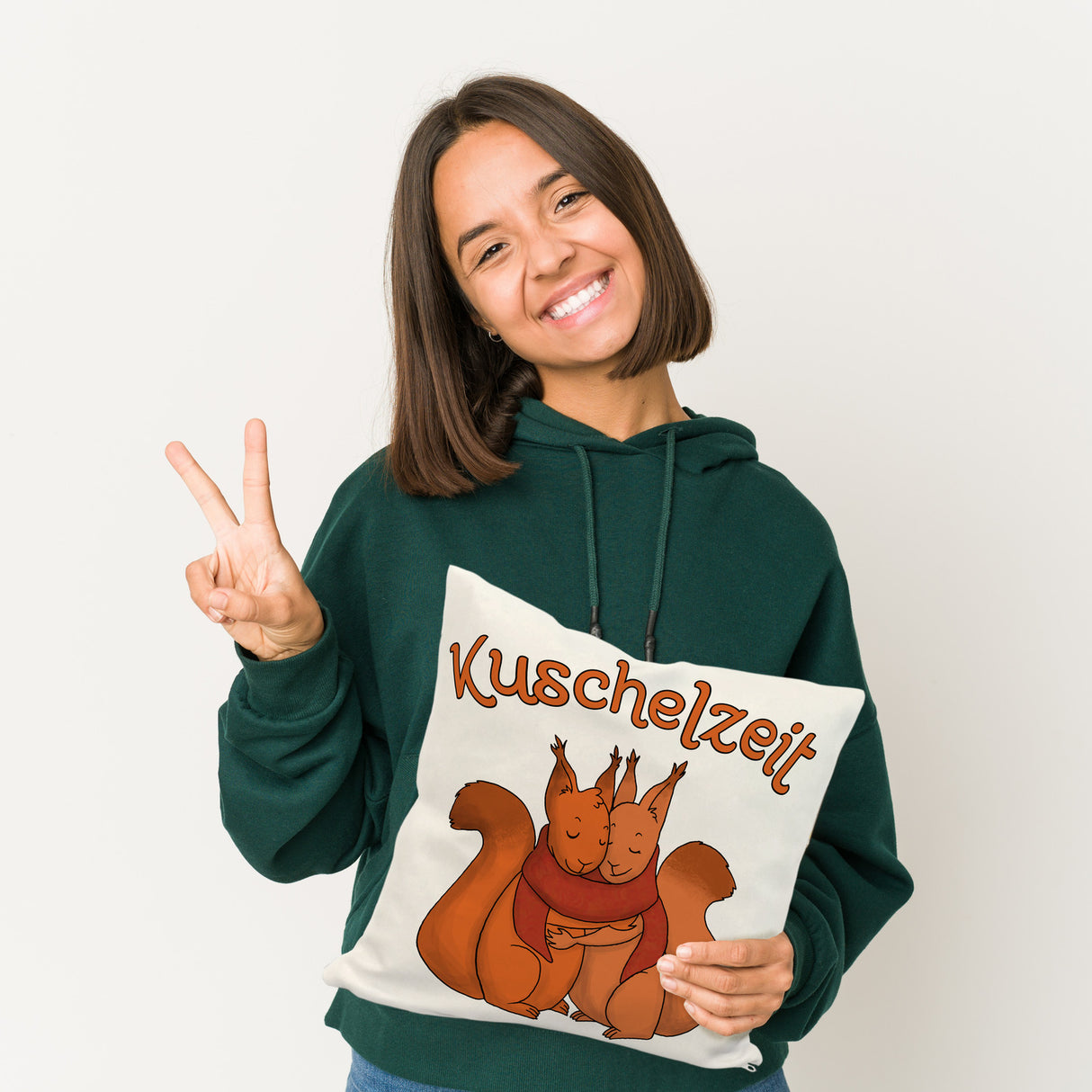 Kuschelzeit Kissen mit niedlichem Eichhörnchenpärchen